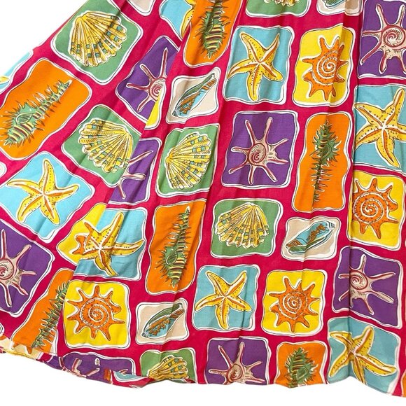 Hairston Roberson Ropa Sea Shell Colorful Beach Print Maxi Skirt Starfish Coast - Picture 3 of 5